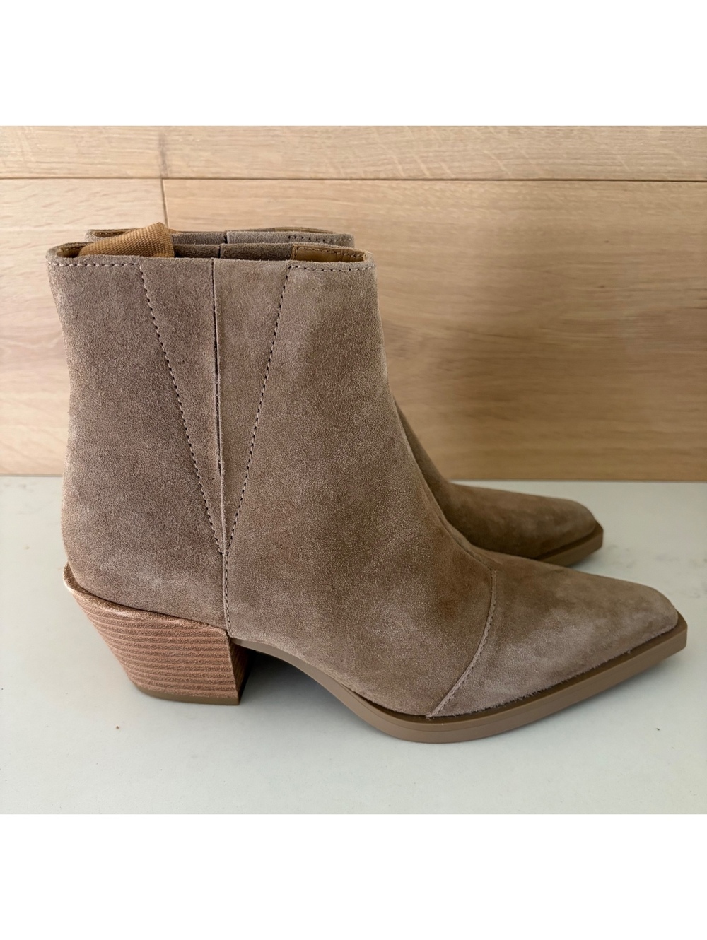 Rag & Bone Dart Camel Suede Square Toe Ankle Boots Womens EU 38.5 US 8.5